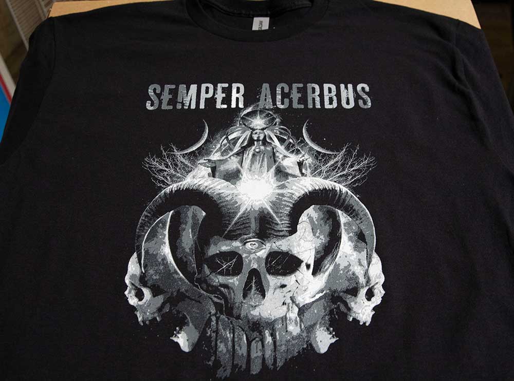 screen printed band shirt with five colors